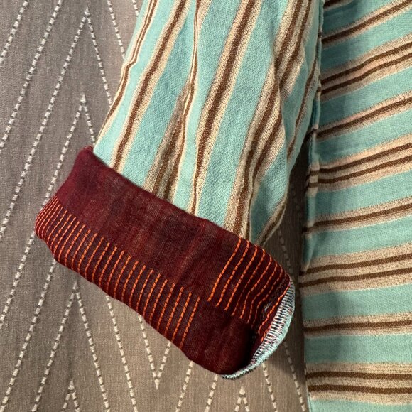 Ace & Jig Light Blue Striped Shirt with Tie Collar - L - Picture 10 of 11